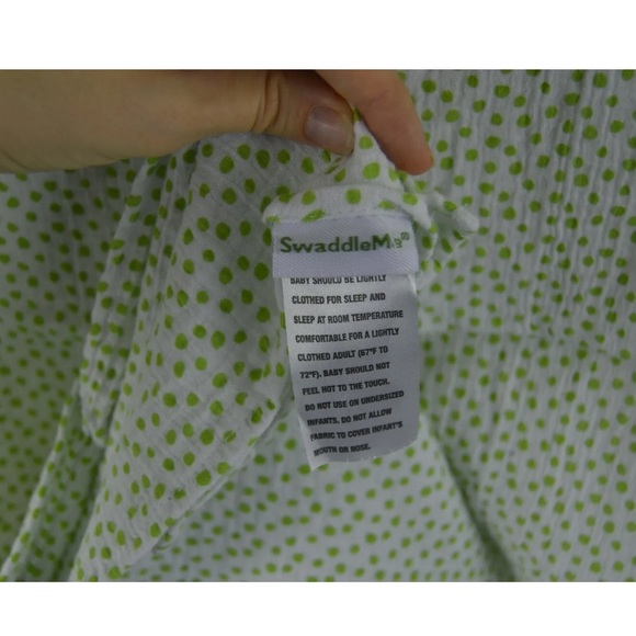 Swaddle Me Green Polka Dot Baby Blanket Muslin Cotton White Summer Infant - Picture 5 of 5